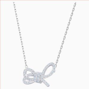 Swarovski Lifelong Bow Necklace, Rhodium Plated